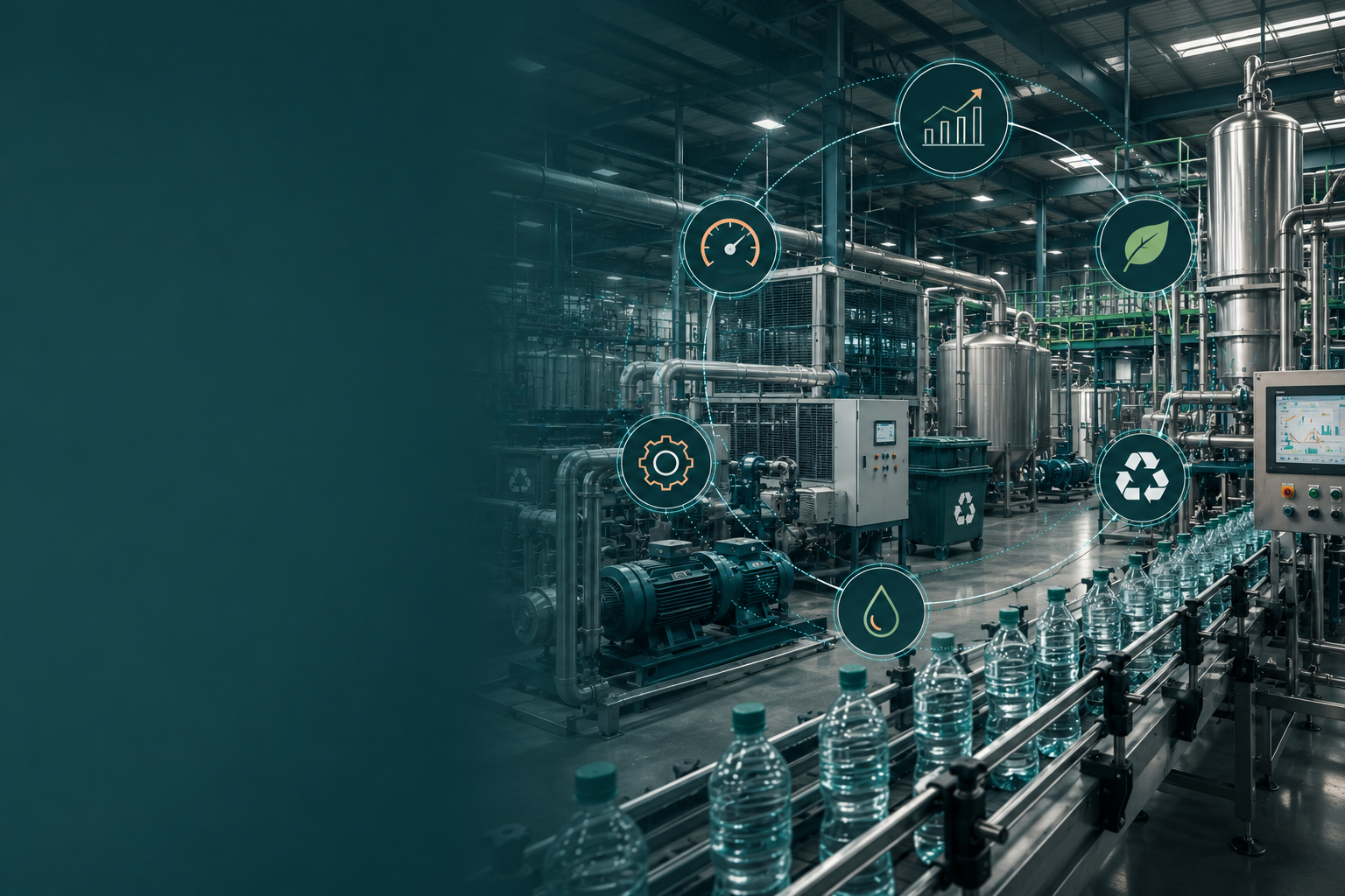 A metered industrial facility with energy, water and waste monitored in real time via connected sensors and analytics